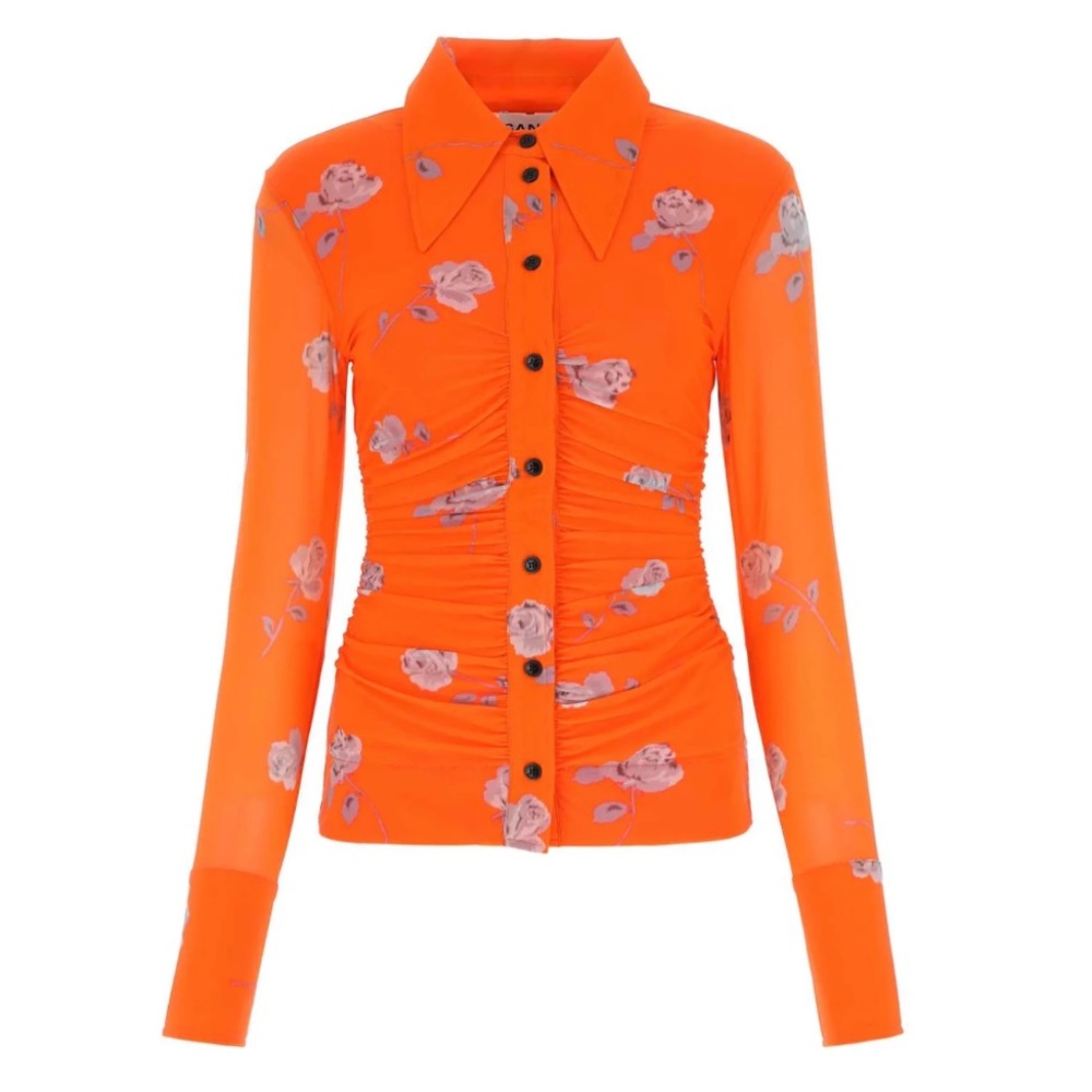 Ganni- Floral printed ruched shirt